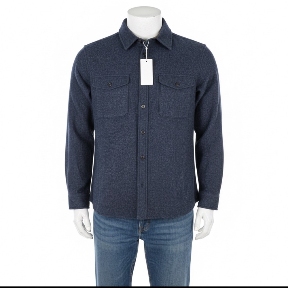 New Outerknown 100% Wool Shirt Jacket Navy Heather Men’s size variation $268